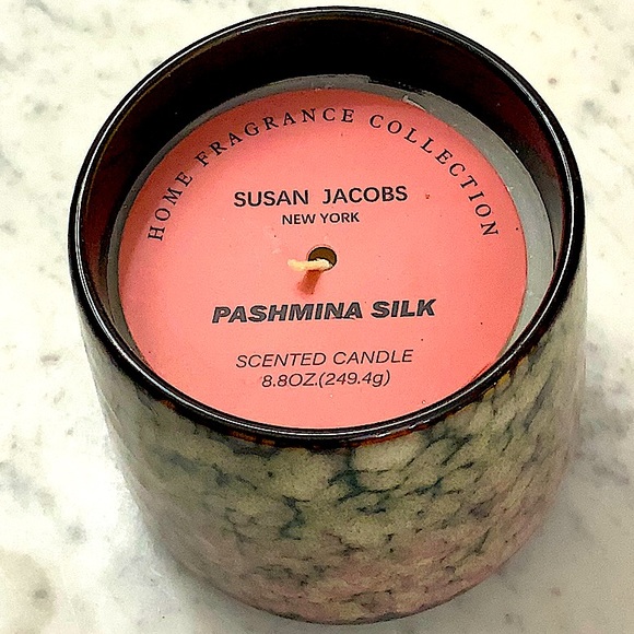 SUSAN JACOBS NEW YORK CANDLE PASHMINA SILK NEW 1 WICK PEACOCK PINK POTTERY - Picture 3 of 4
